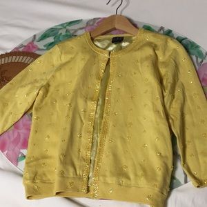 Medium yellow sequined cardigan INC